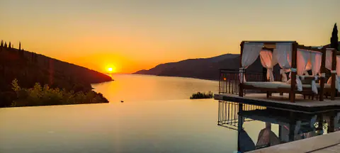 Sunset light over the Adriatic seen from Molonta Heritage Estate.