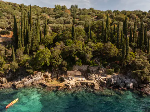 Direct Adriatic swimming access along the estate's rocky shoreline.